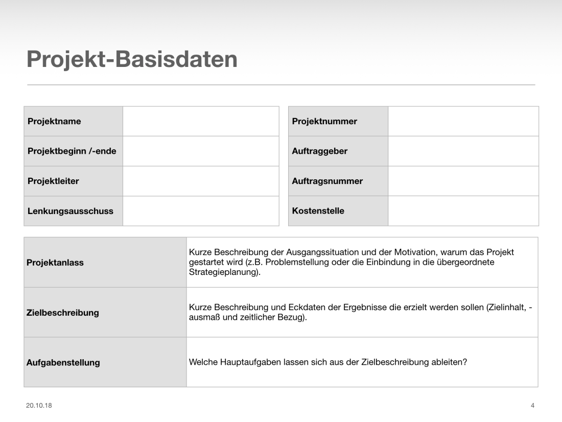 Keynote Vorlage Projekt Basisdaten