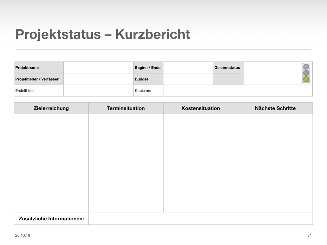 Keynote Vorlage Projekt Statusbericht