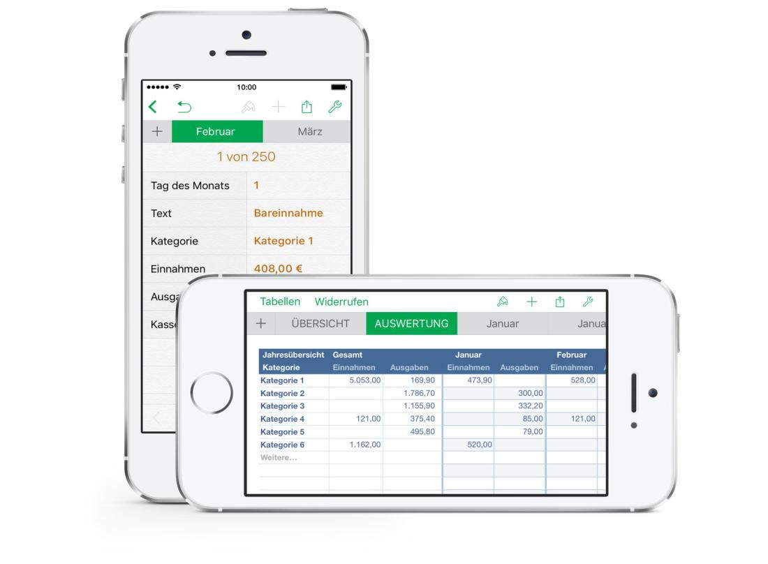 Numbers Vorlage Kassenbuch Formular auf iPhone 2019