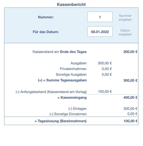 Numbers Vorlage Kassenbuch mit USt Kassenbericht erstellen