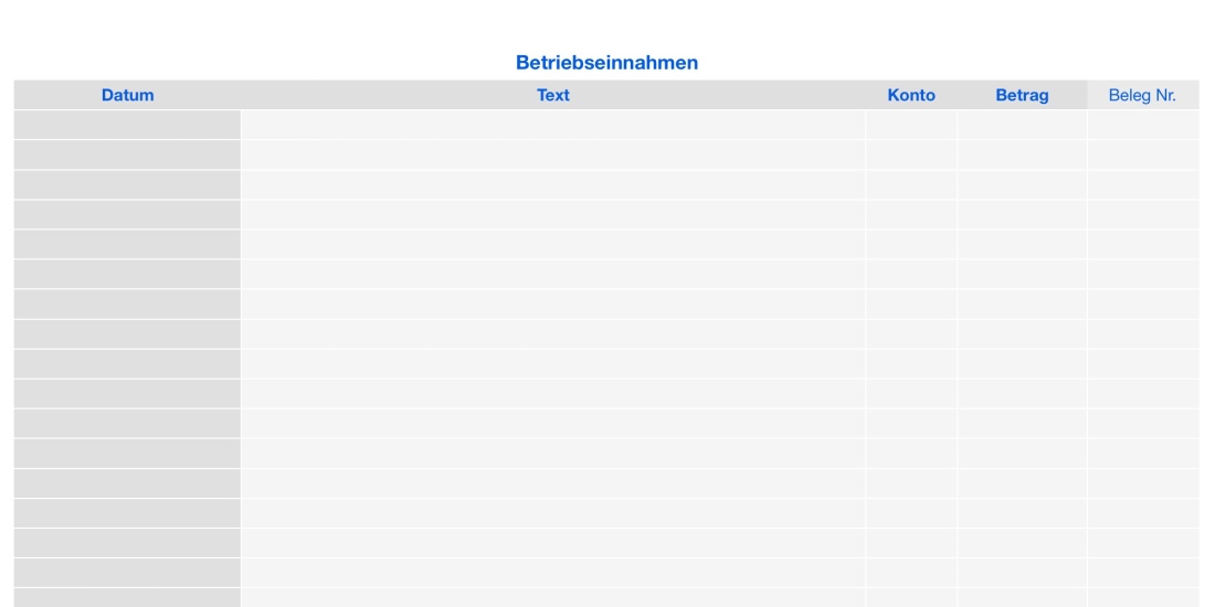 Numbers Vorlage Einnahmen-Überschuss-Rechnung 2023 ohne USt Betriebseinnahmen