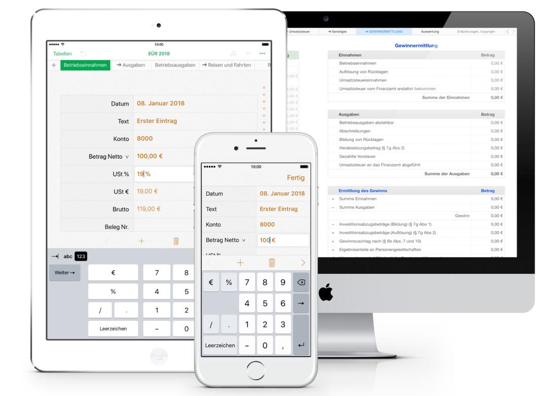 Vorlage Einnahmen-Überschuss-Rechnung 2018 für Mac und iPad