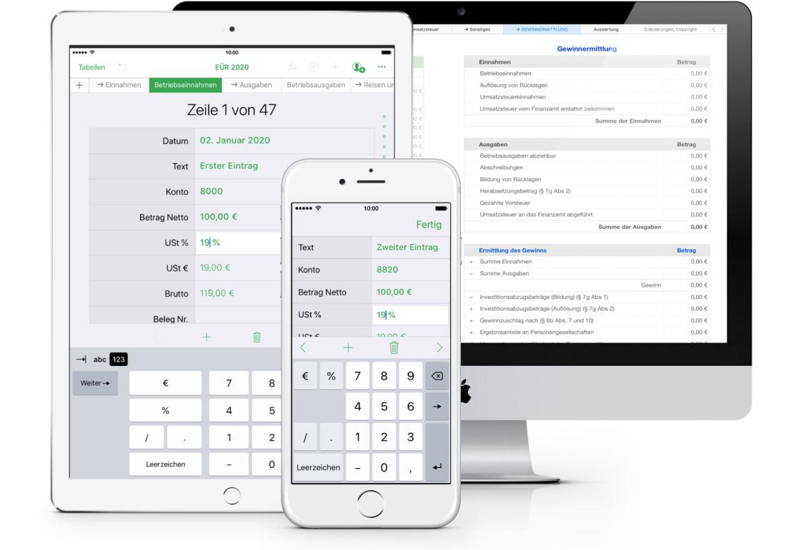 Vorlage Einnahmen-Überschuss-Rechnung 2020 für Mac und iPad OS