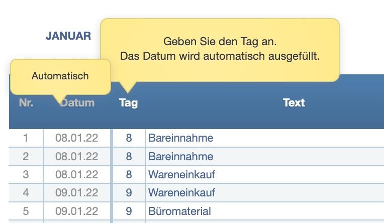 Numbers Vorlage Kassenbuch Datum