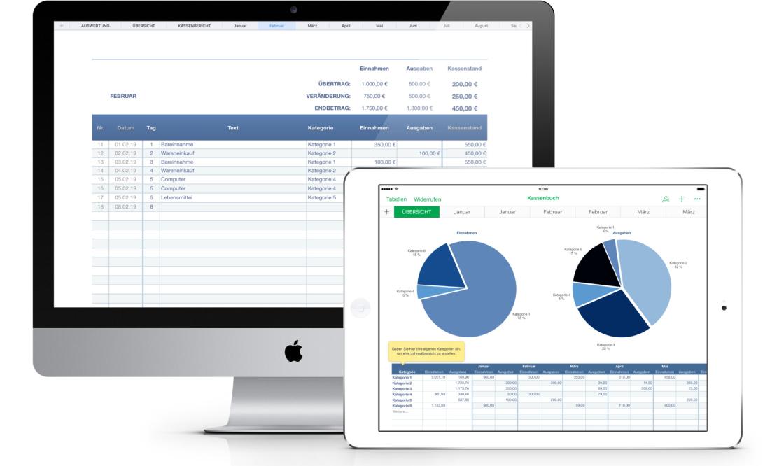 Numbers Vorlage Kassenbuch Zusammenfassung Mac und iPad 2019