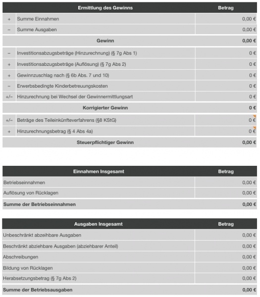 Numbers Vorlage Einnahmen-Überschuss-Rechnung 2010 ohne USt Gewinnermittlung