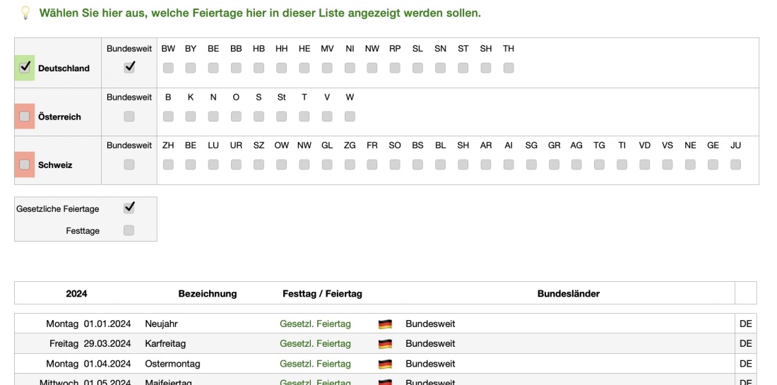 Numbers Vorlage Arbeitszeiterfassung mit Nachtschicht 2024 Feiertage Tabelle