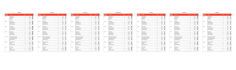 Numbers Vorlage Trainingsplan Fitness Übersicht Woche