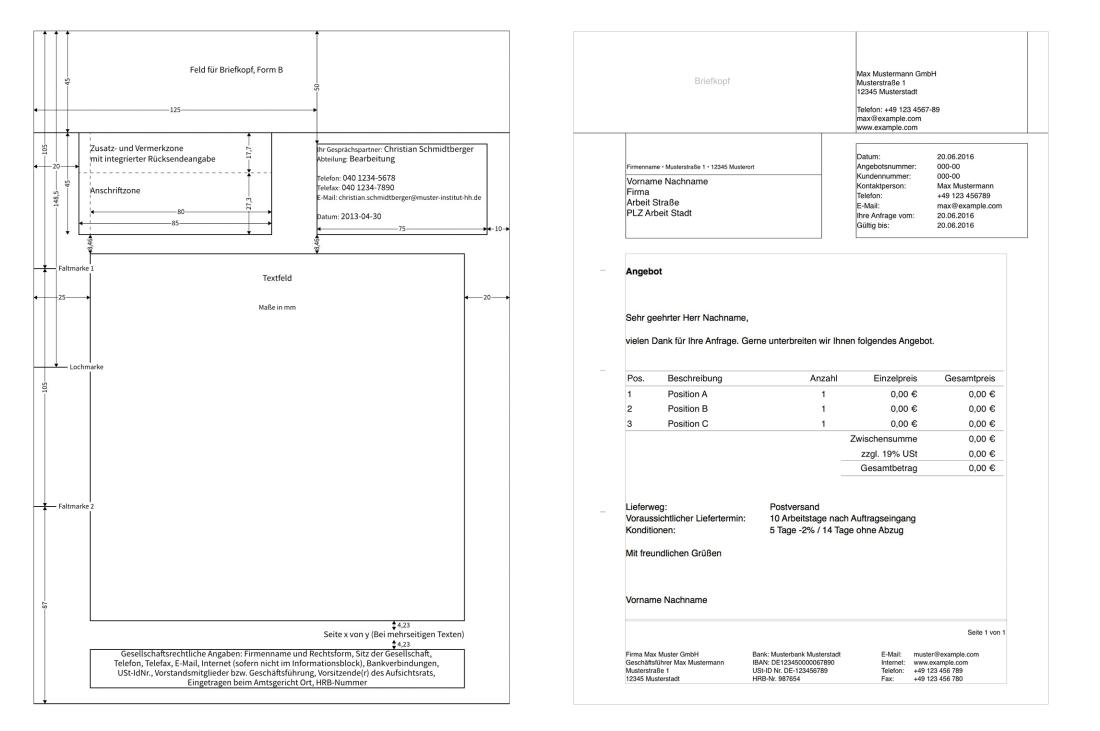 Pages Angebotsvorlage Abmessungen