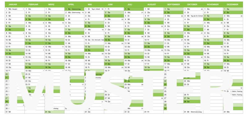 Numbers Vorlage Kalender 2019 für Mac