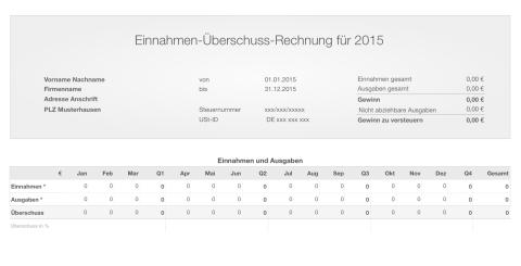 Einnahmen-Überschuss-Rechnung 2015 ohne USt für Mac und iPad 