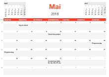 Numbers Vorlage Kalender 2018