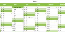 Numbers Vorlage Kalender 2022 für Mac